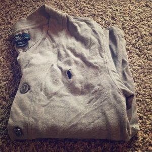 Gray polo  M(10-12) boys V neck cardigan sweater